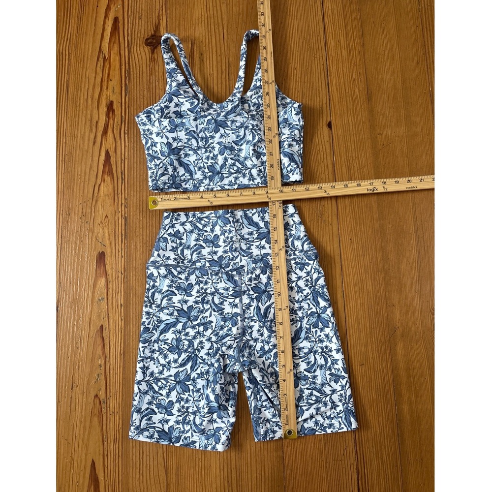 Sage Collective Activewear Set Women Blue Floral Biker Shorts Bra SIZE Small - Picture 6 of 6